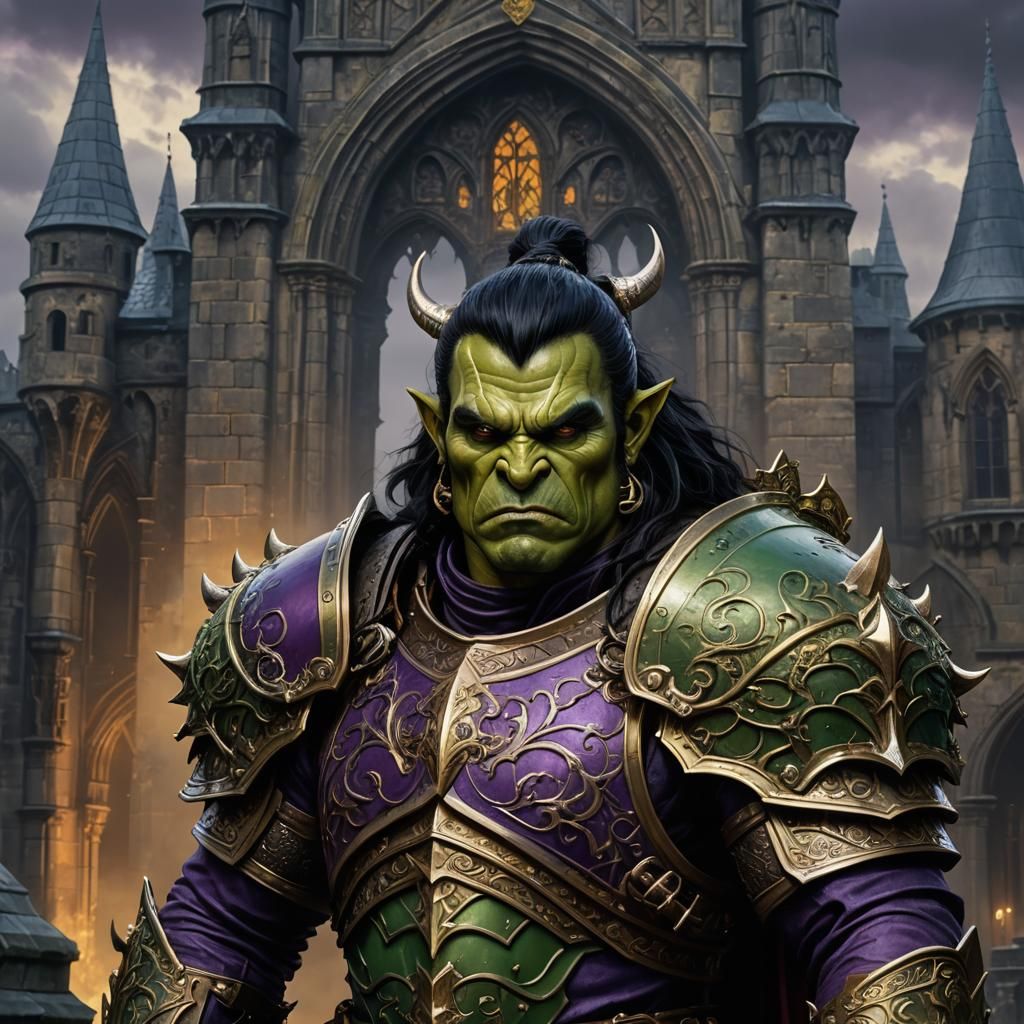 Orc Knight in Dark Fantasy Landscape