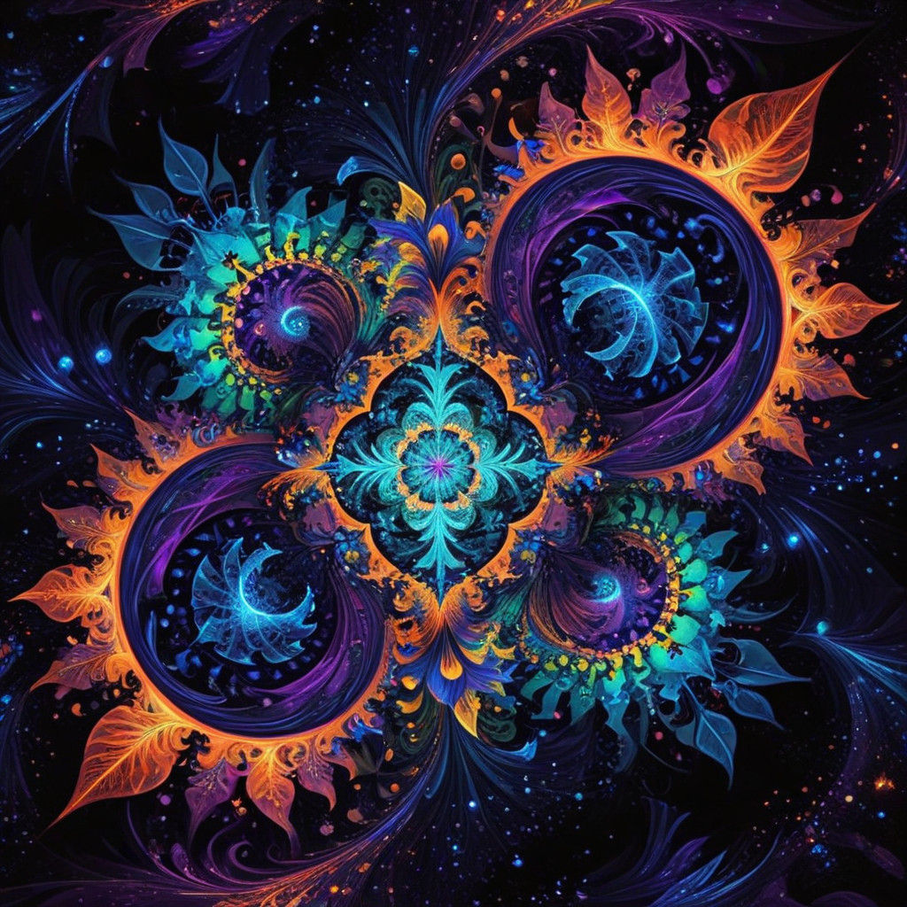 Glowing Mandelbrot Set in Vibrant, Iridescent Light