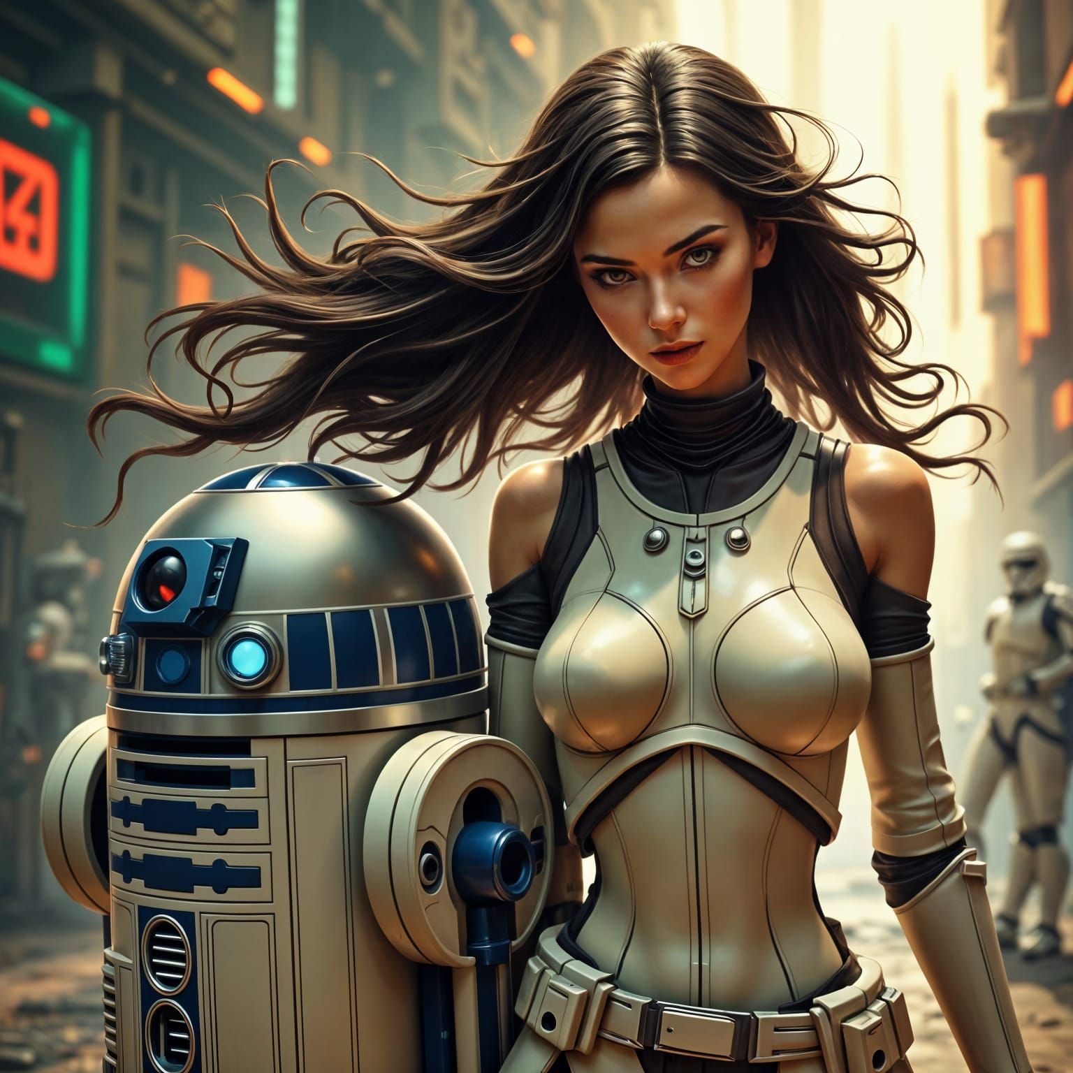 Galactic Warrior Goddess in Hyperrealistic Sci-Fi Pin-Up Sty...