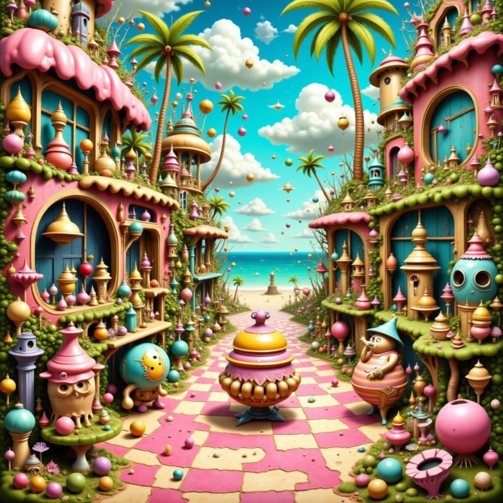 <lora:Surreal scenes:1.0> whimsical surreal seaside café whe...