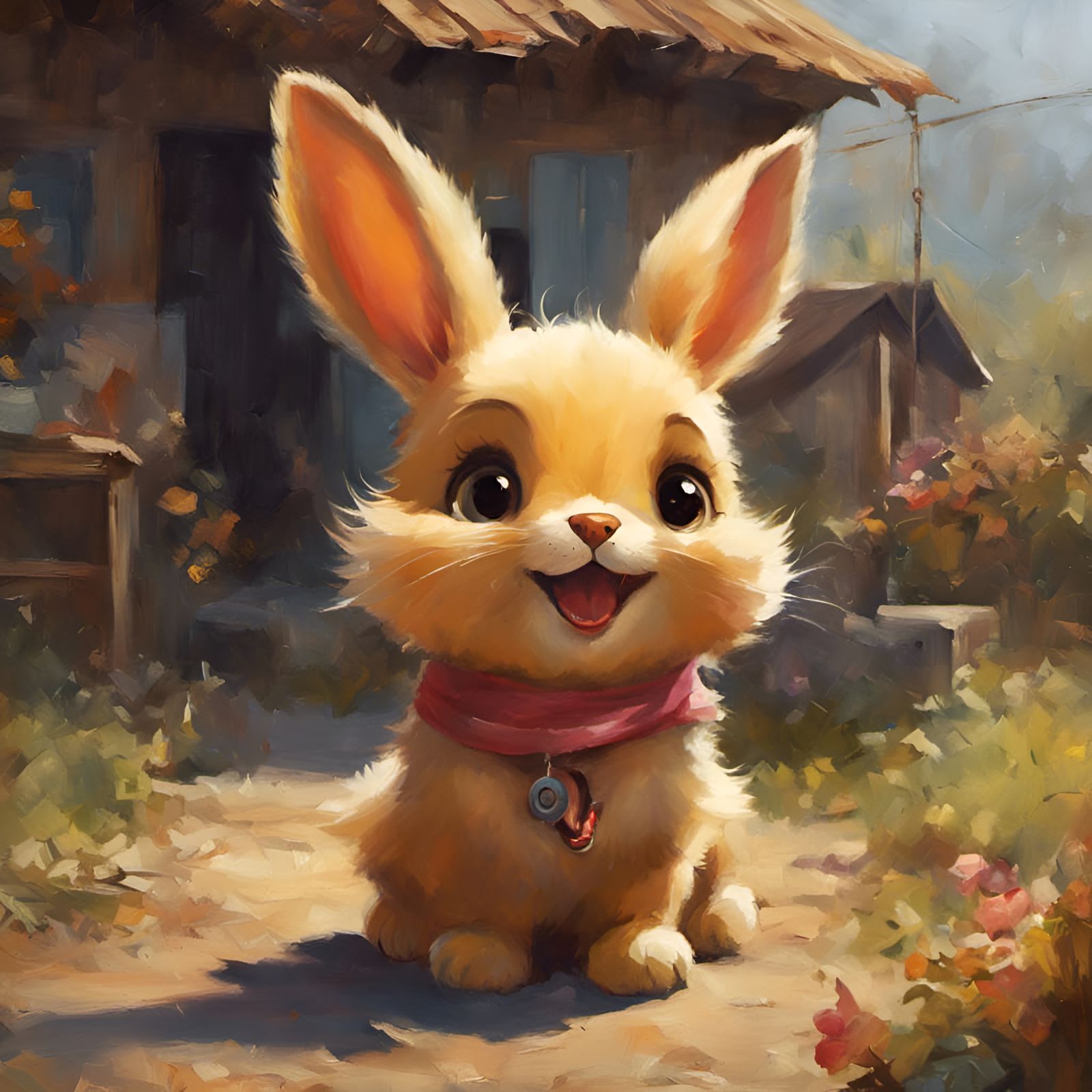 Adorable Happy Subject in Expressive Oil Painting