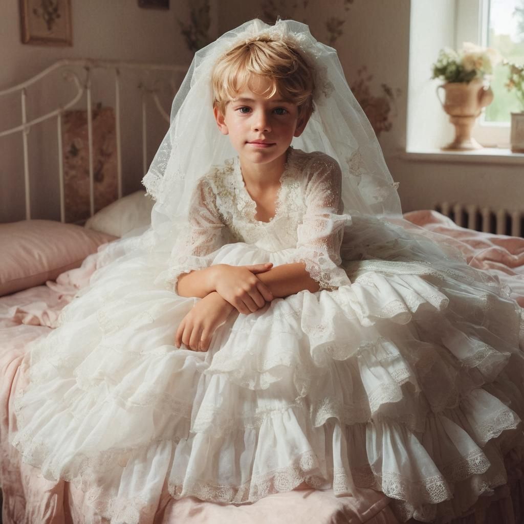 Trying mom's wedding dress