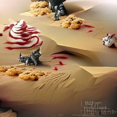Dessert Cat War: A Matte Painting