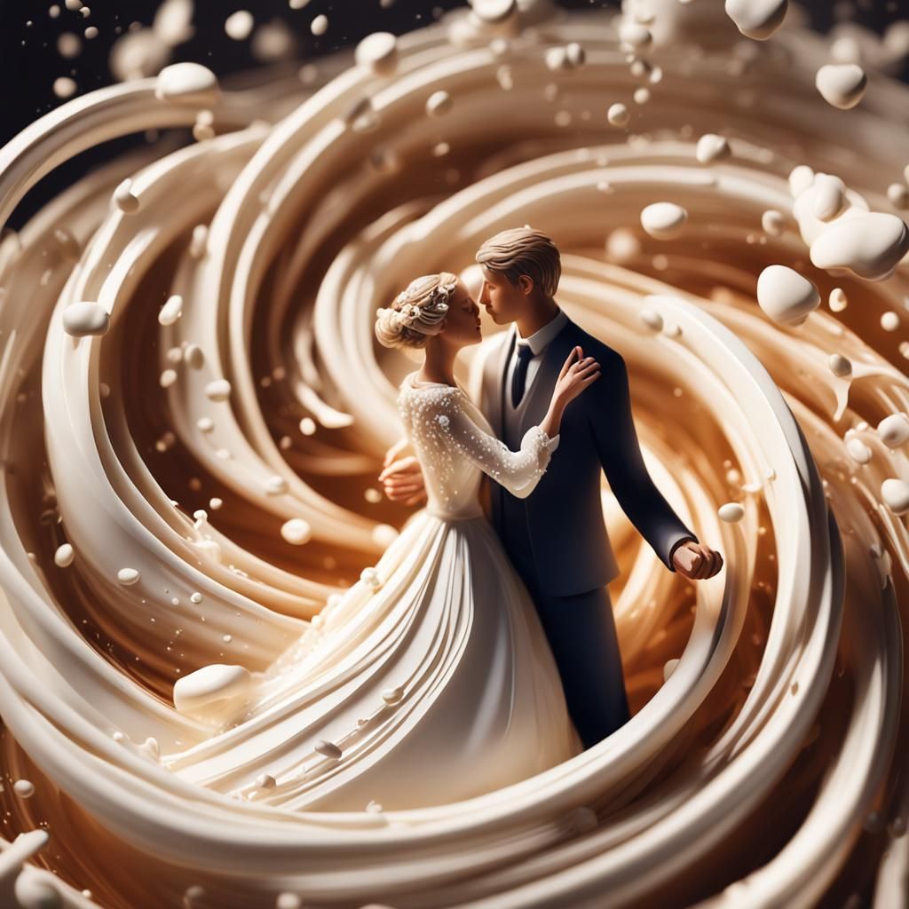 Coffee and Cream Wedding: Surreal 3D Render