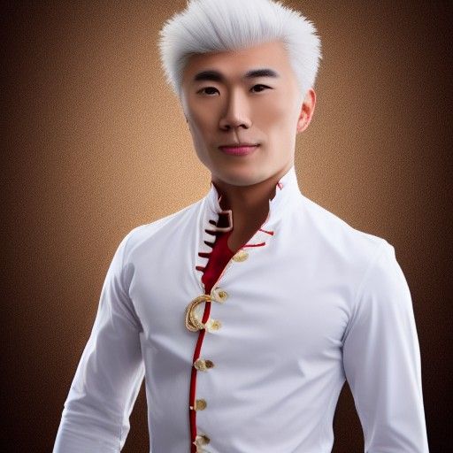 Handsome White-Haired Asian Pirate Captain