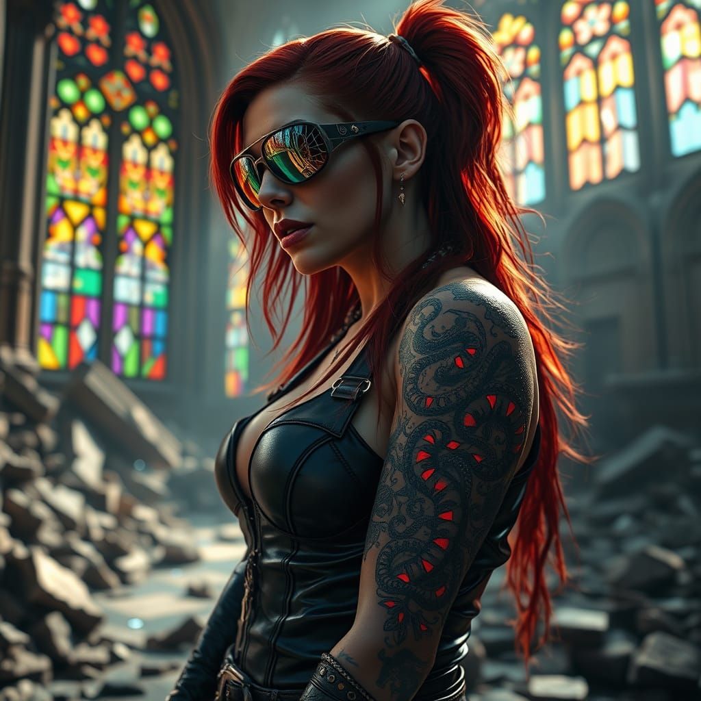 Red-Haired Wrestler in Ruined Cathedral