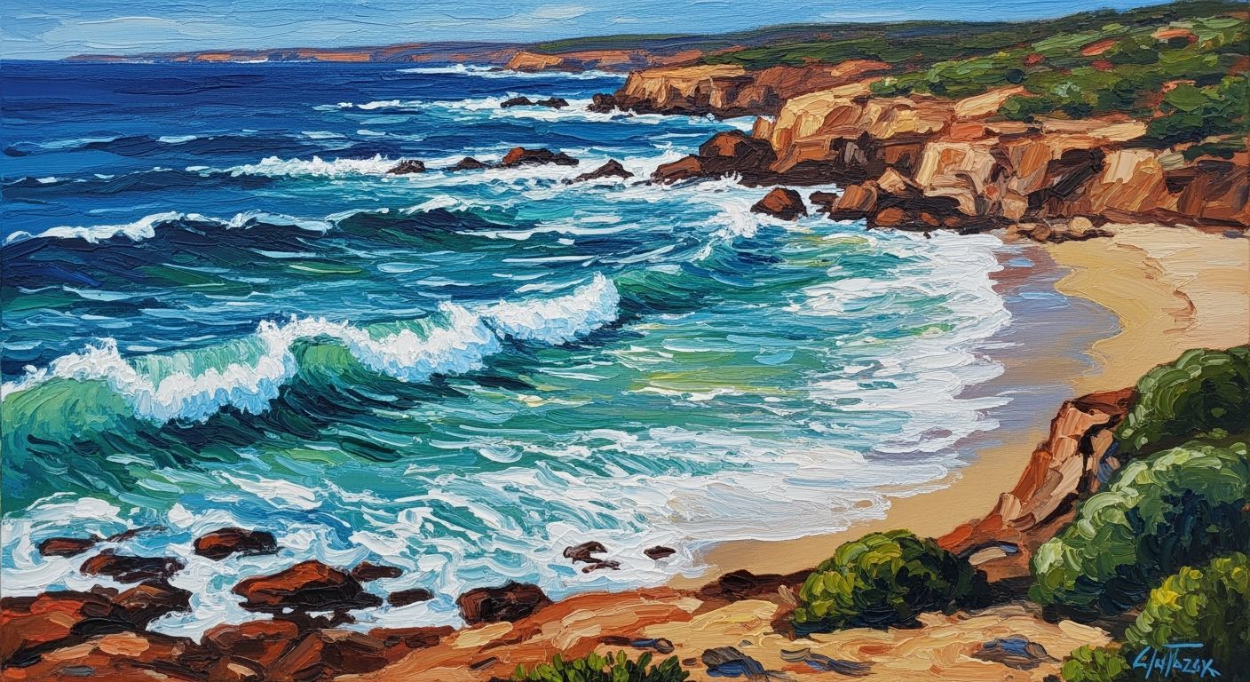Iluka Beach Painting in Van Gogh Style