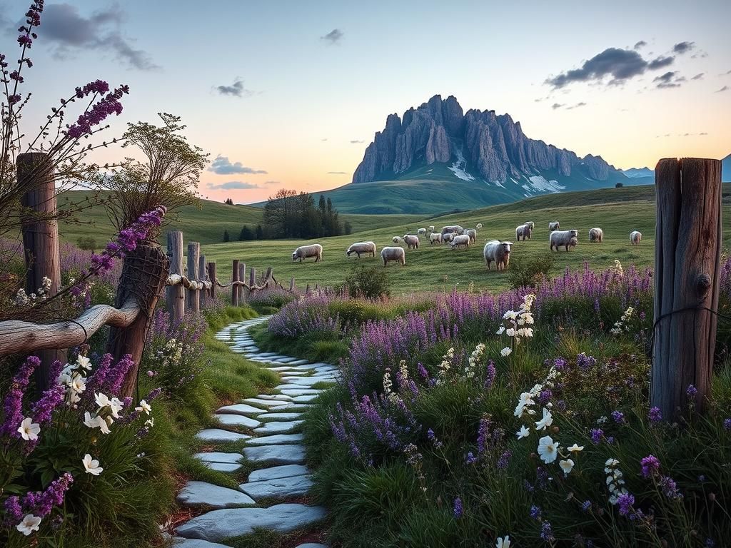 Hochrhön Meadows at Dusk in Romantic Style