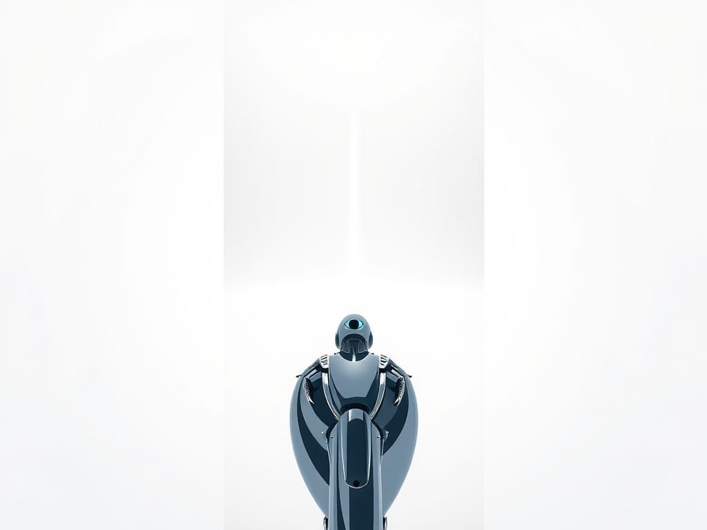 Chrome Android in Minimalist Cyberpunk Illustration