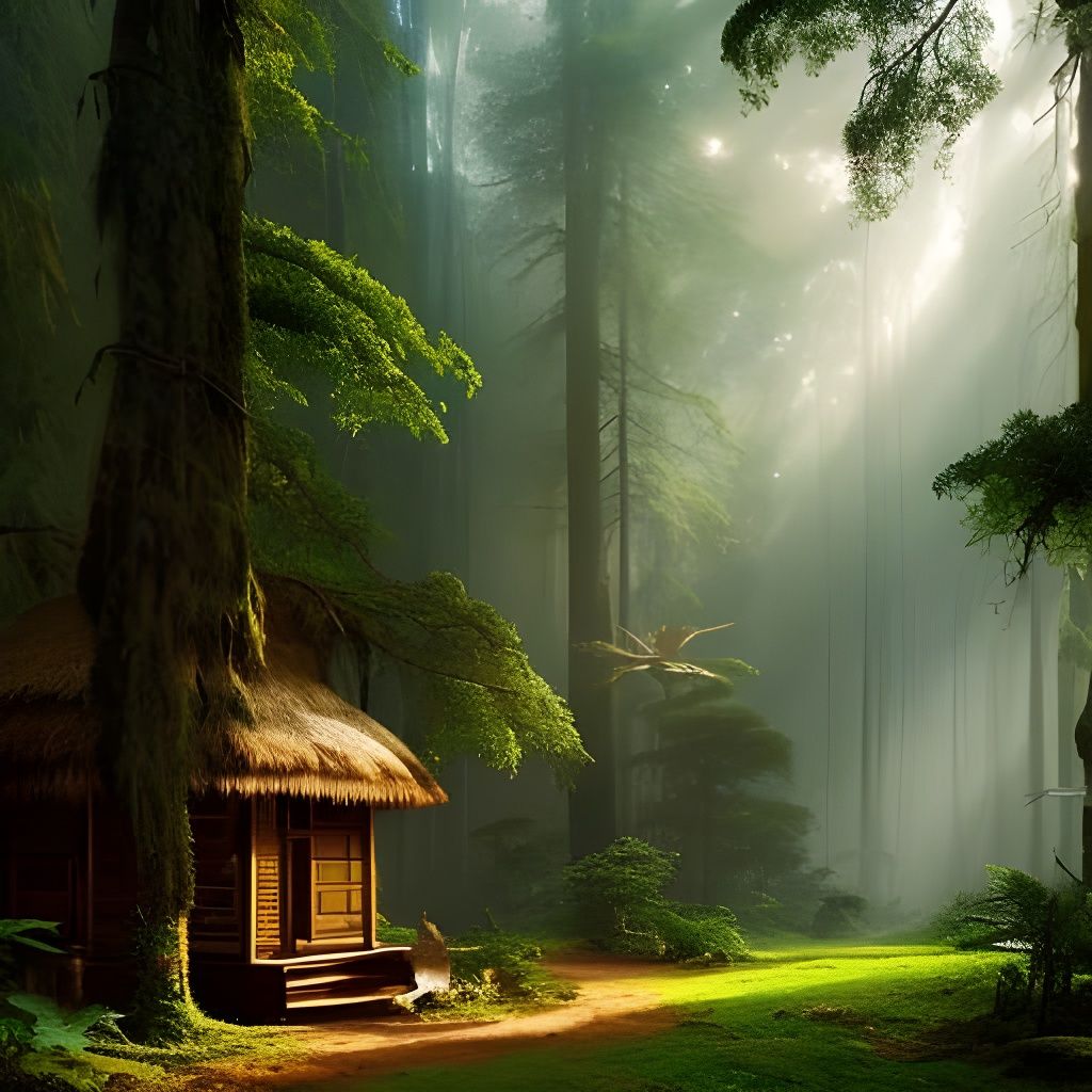 Cozy Cottage in Australian Rainforest: Digital Matte Paintin...