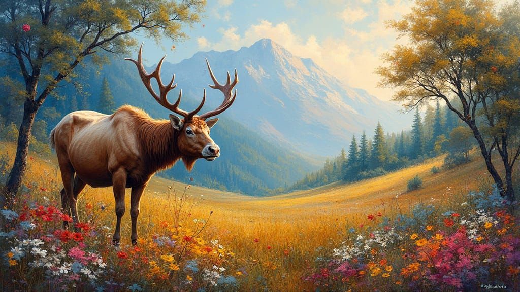 Vibrant Wildlife Scene as Impressionist Painting