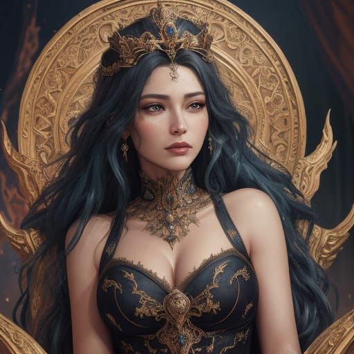 Regal Cat-Human Hybrid on Crumbling Throne