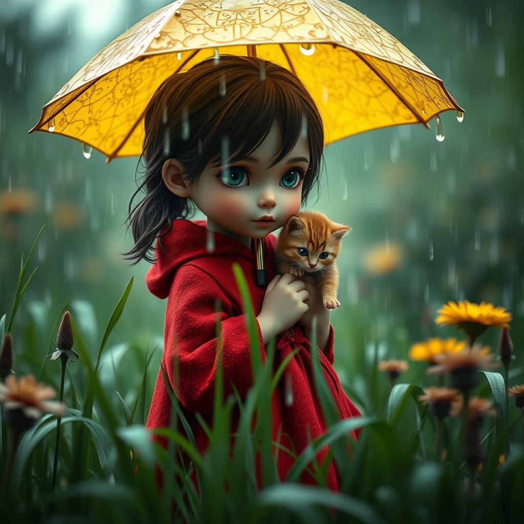 Little girl and Kitty