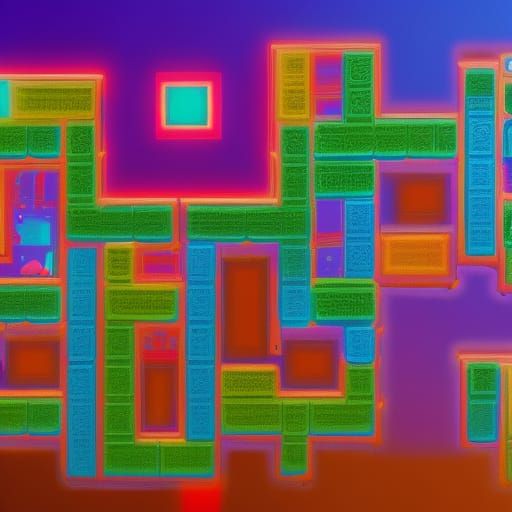 Tetris Video Game as Detailed Matte Painting