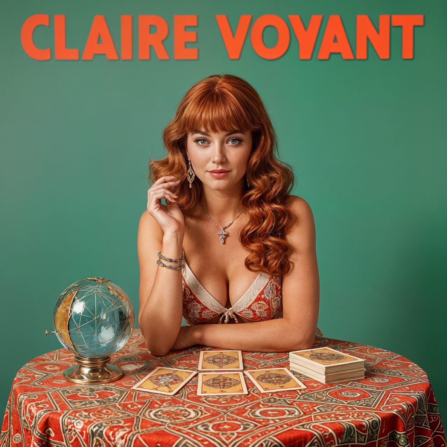 1960s Pinup of Auburn-Haired Fortune Teller