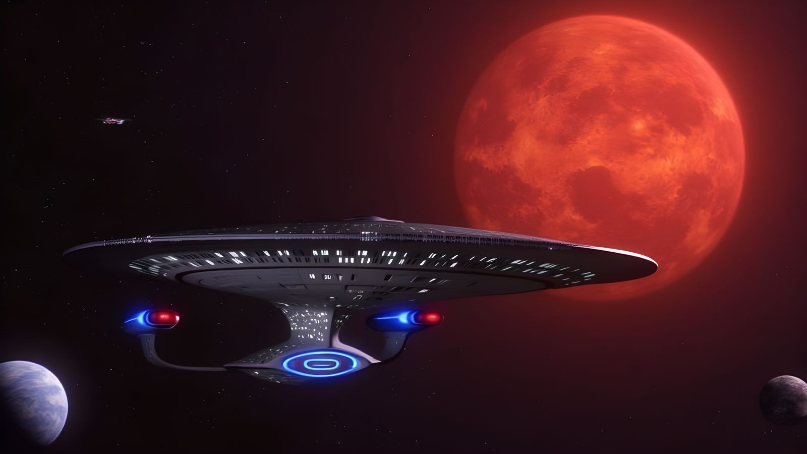 USS Enterprise-D Exploring a Gas Giant Solar System