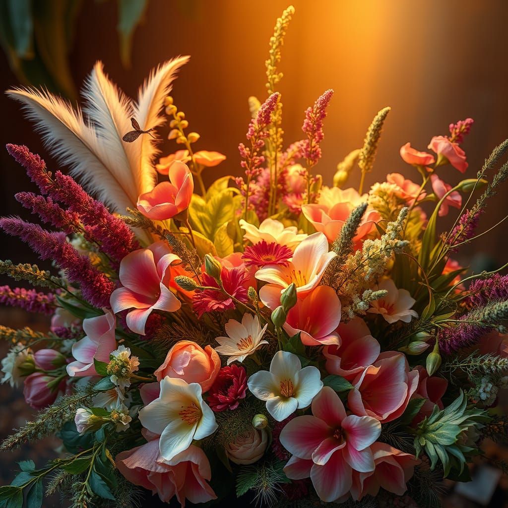 Florist's Masterpiece in Whimsical, Dreamlike Realism
