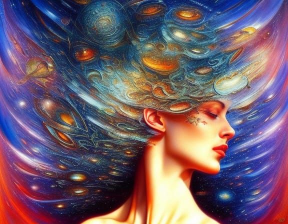 Surreal Universe Within Head: Detailed Digital Art