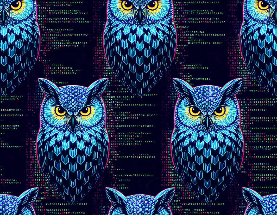 Glitch Art Owls Pattern on Socks