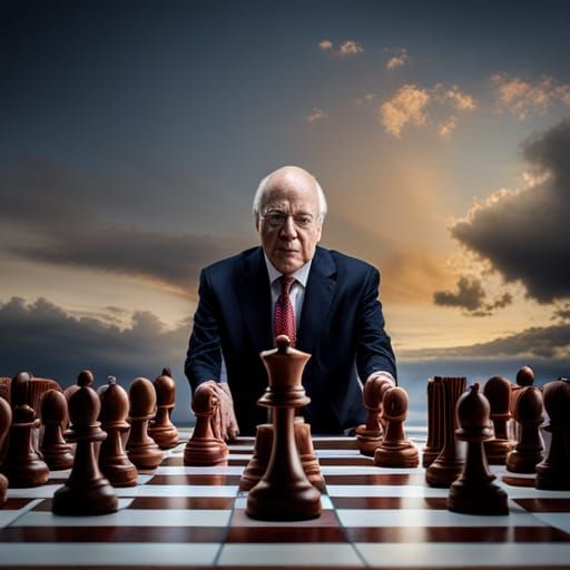 Klaus Schwab as Chess King Battles All Pieces