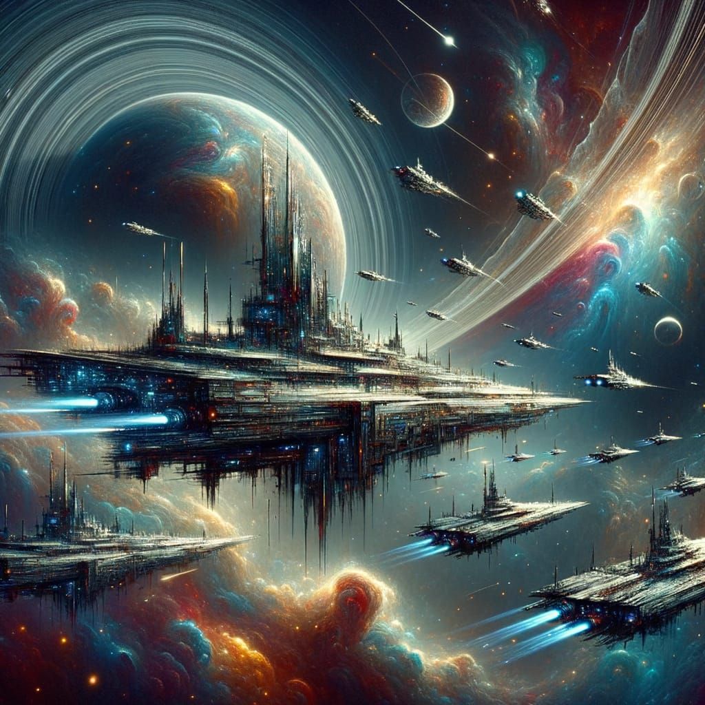 Epic Alien Warships in Grand Space Ballet