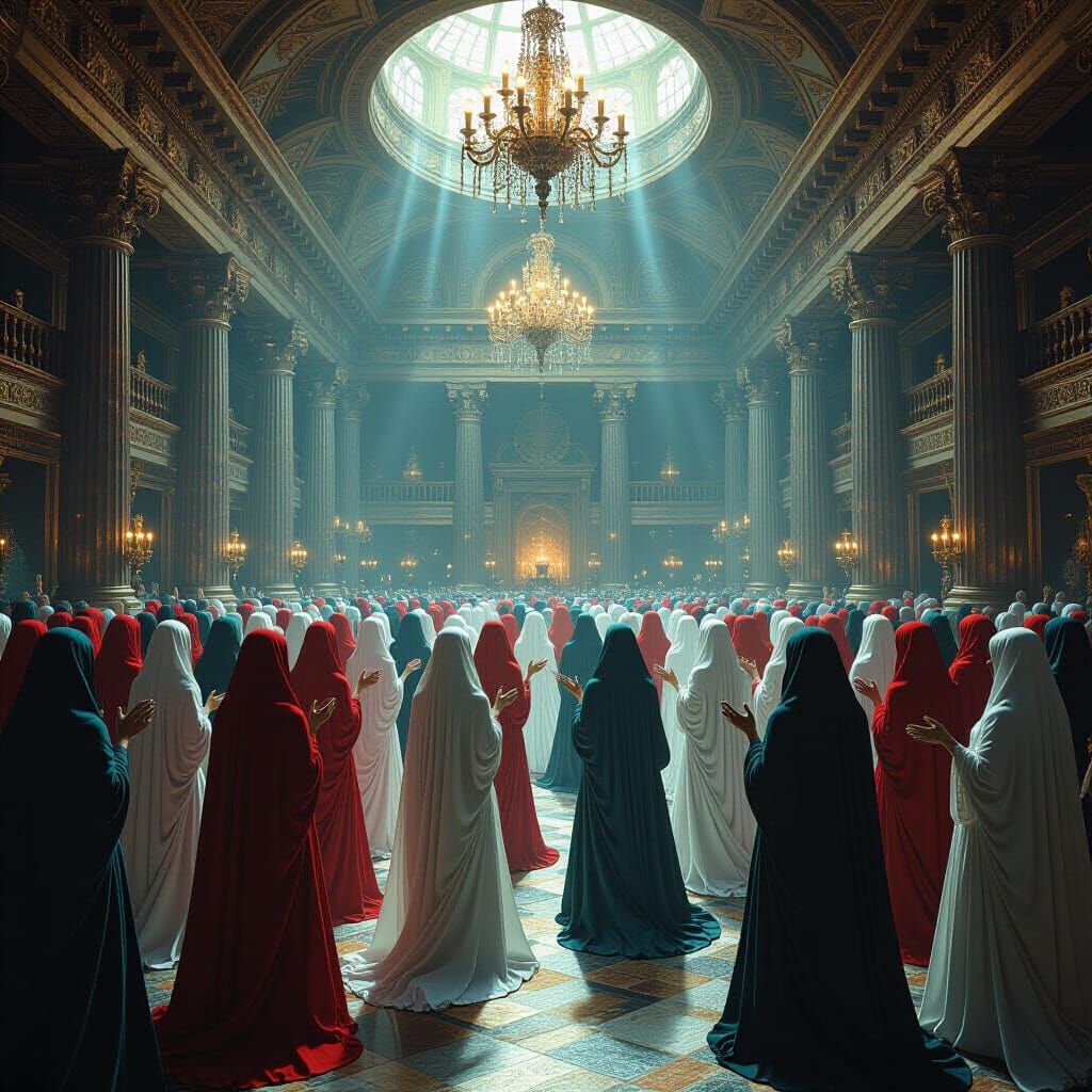 Celestial Hall of Hybrid Beings: A Divine Ballet