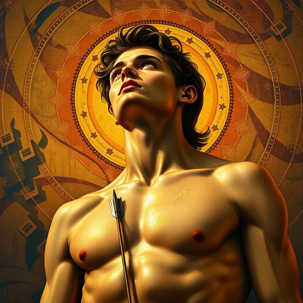Saint Sebastian with Arrows in Art Nouveau Style