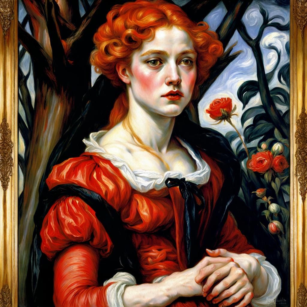 Vampire Vermillion in Style of Rubens and Botticelli