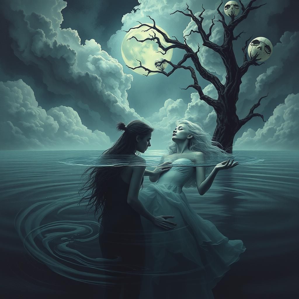 Surreal Nightmare: Lady Emerges from Water