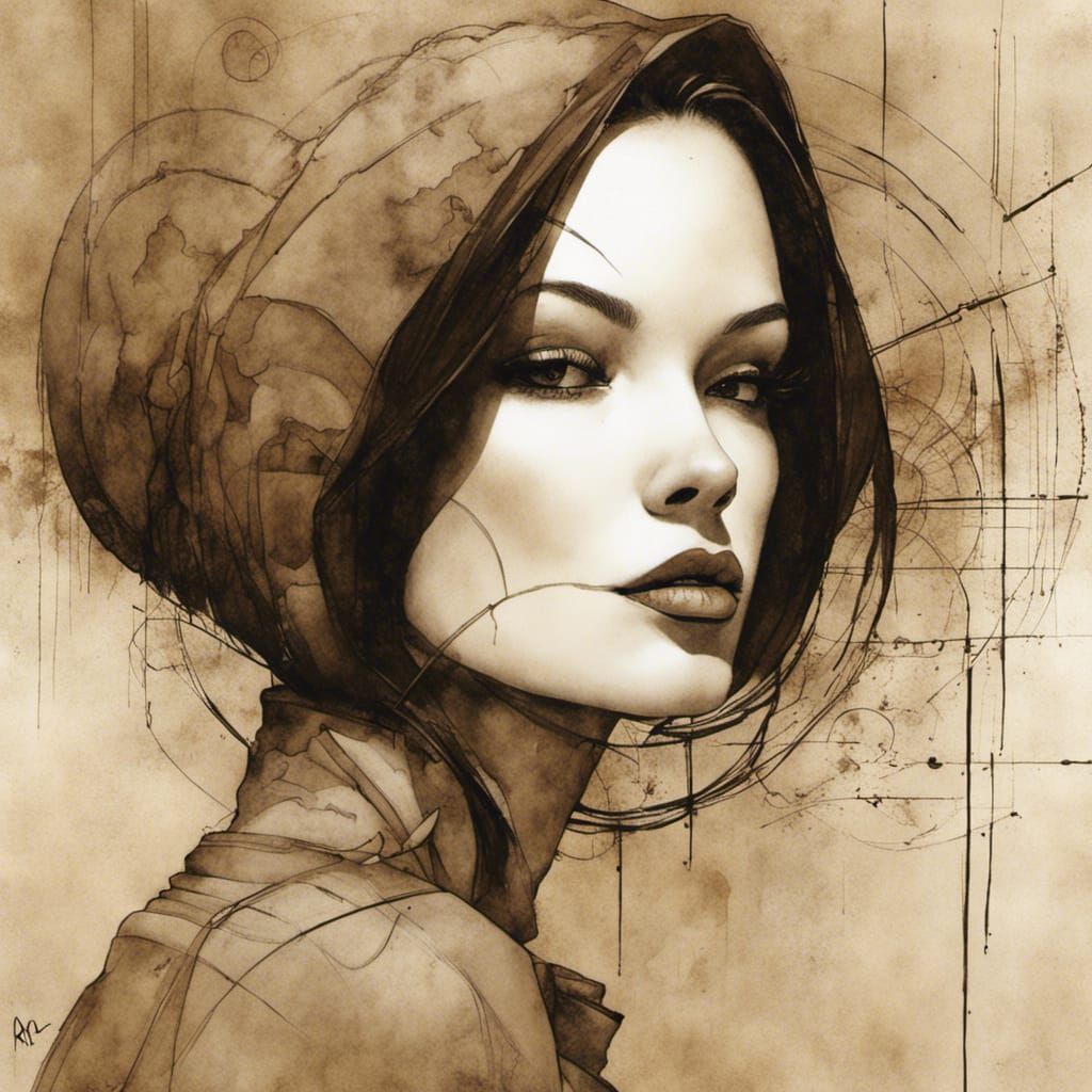 Sepia Portrait of a Woman: Dark Surrealism