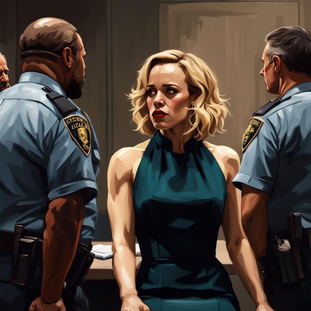 Dramatic Interrogation of Woman in Hyperrealistic Style