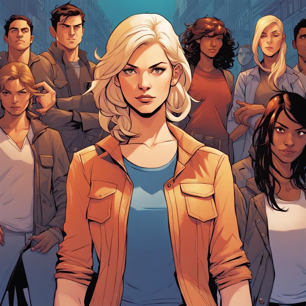 Woman Leading a Group, Graphic Novel Cover Art