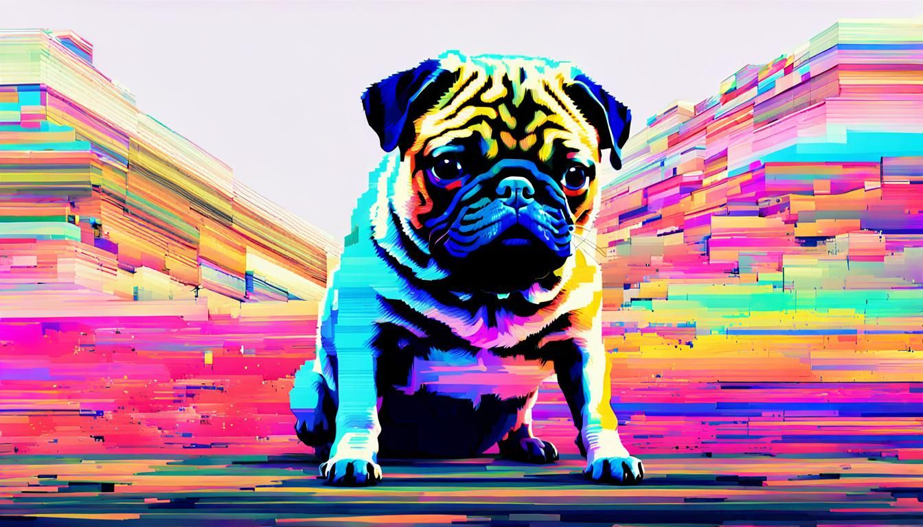 Glitch Art Pug Portrait