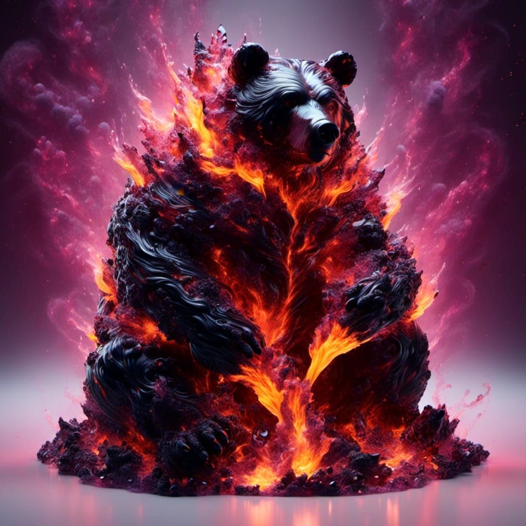 Magma Bear with Santa Hat: Lava Droplets