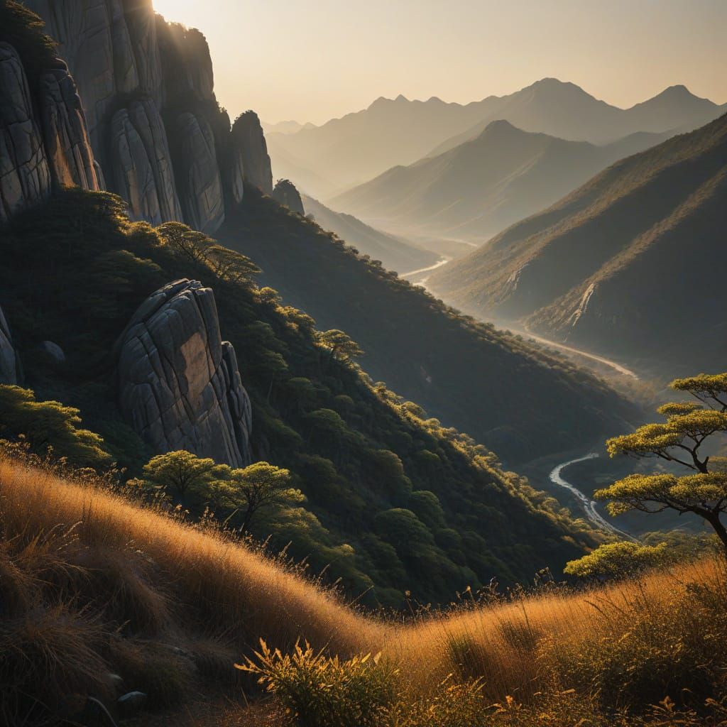 Golden Hour Sunset Over Woraksan National Park