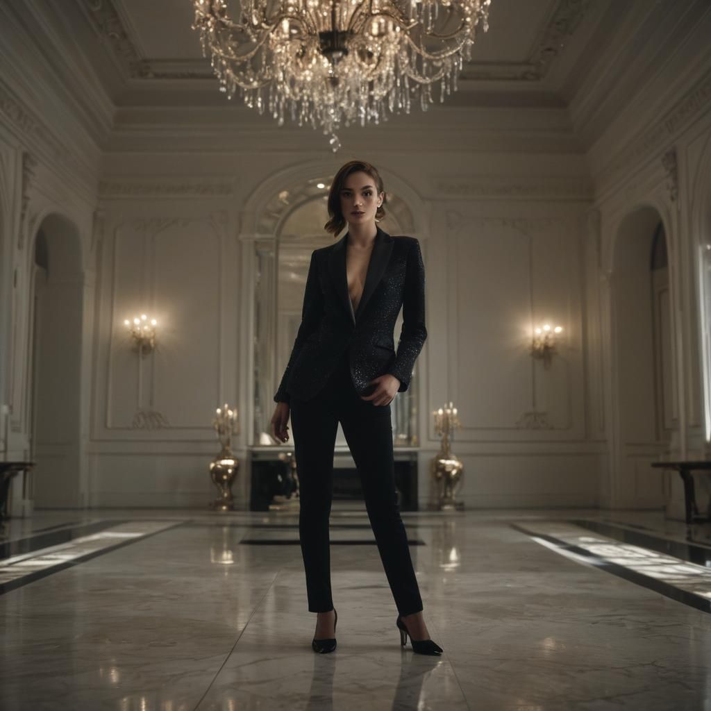 Woman wearing a tuxedo