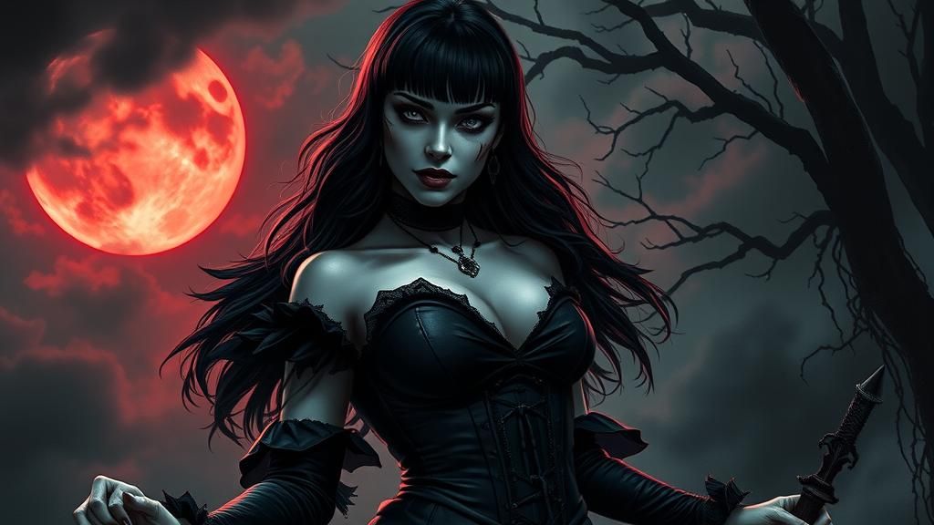 "Woman.Morbid evil, voluptuous build, Onyx haired, licentiou...