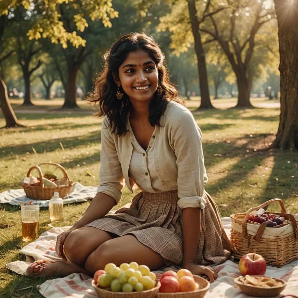 Serene Outdoor Picnic in Golden Light