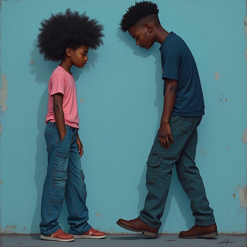 Bullying Scene in Realistic Blue-Hued Aesthetic