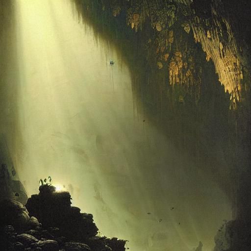 Lush Ecosystem Inside a Deep Cave System