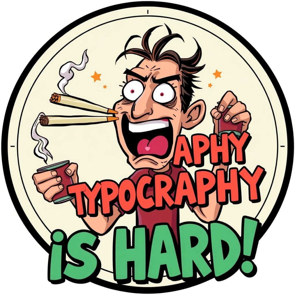 Frazzled Cartoon Figure Screams in Exasperation with Typogra...