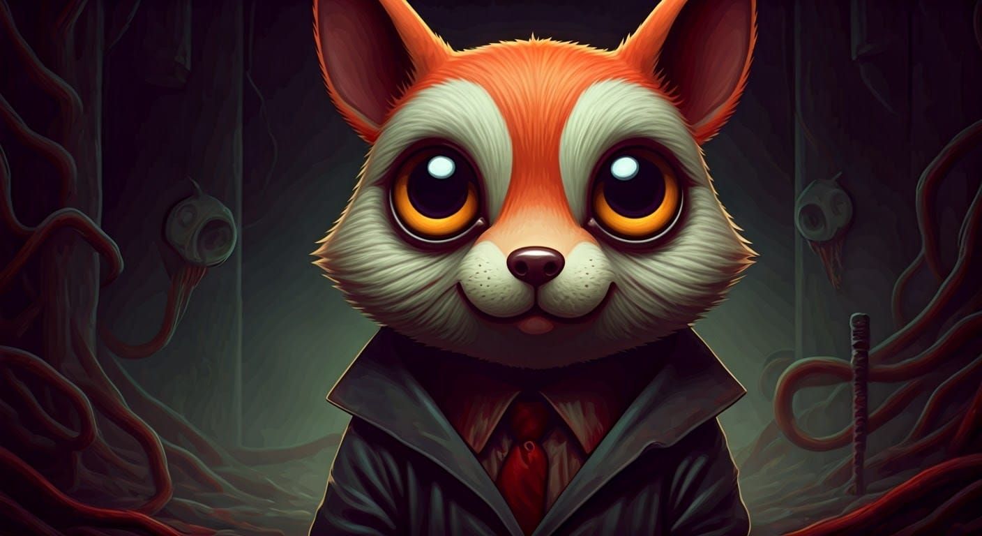 Cute Cartoon Animals in Dark Horror Anime Style