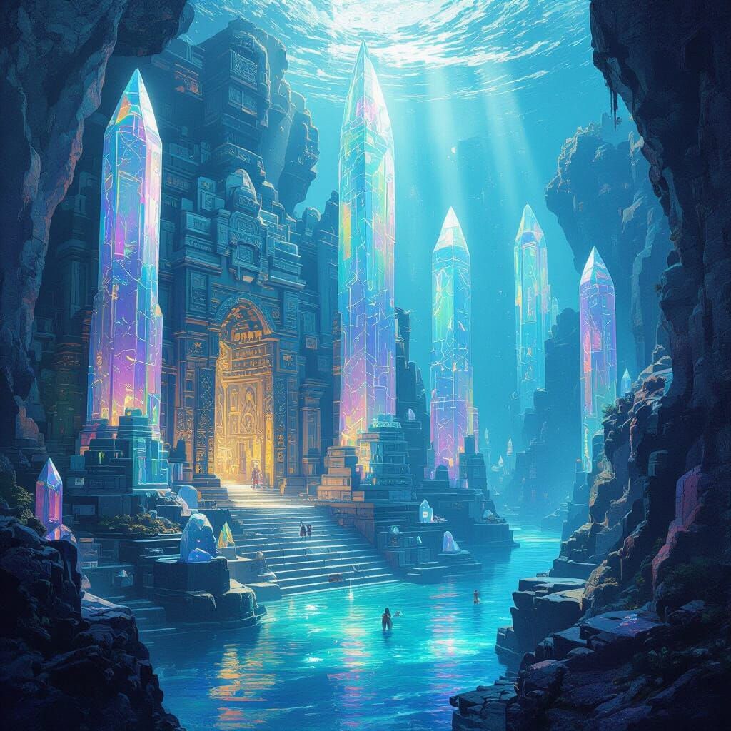 Crystal Atlantean Temple in Underwater City