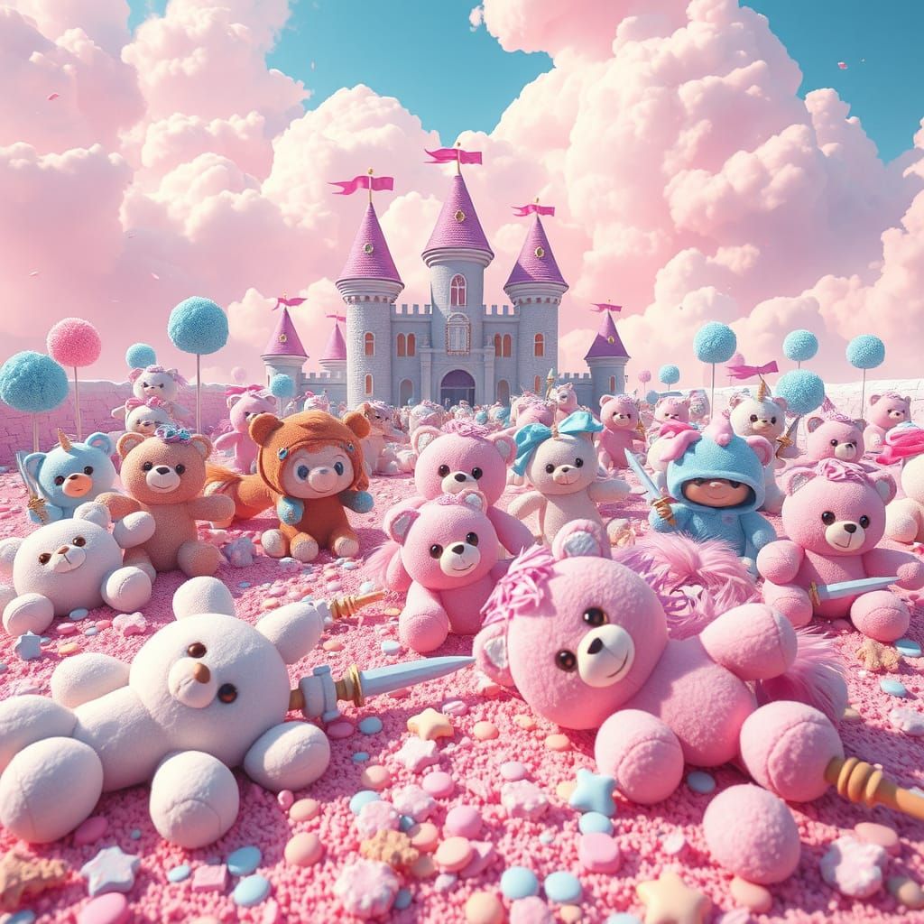 Whimsical Candyland Clash in Vibrant Digital Art