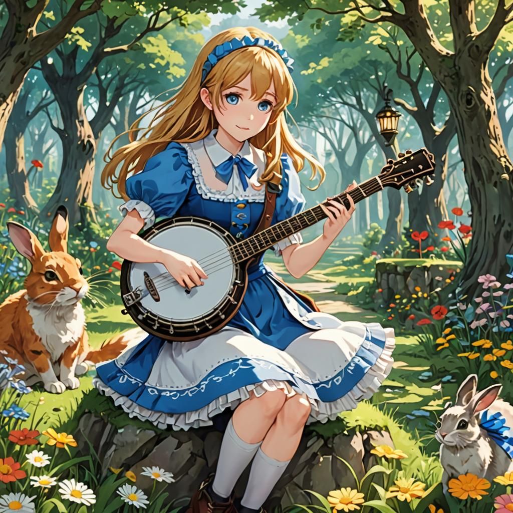Alice in Wonderland with Banjo, Anime Style