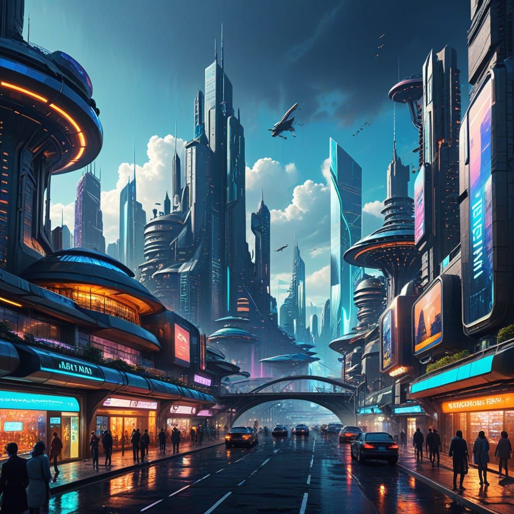 Retro-Futuristic Utopia: A Colorful Skyline of Wonder