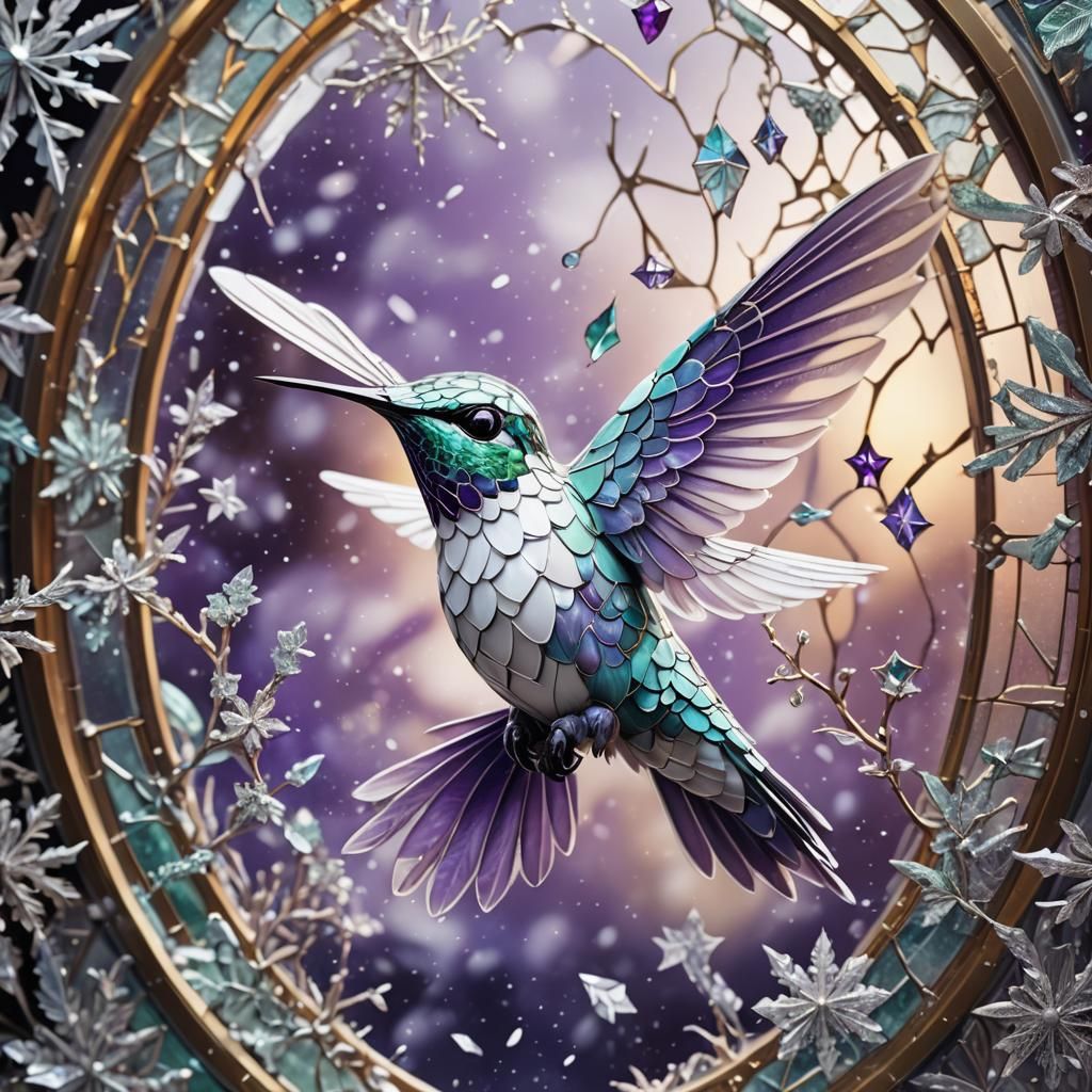Biomechanical Hummingbird in Winter Wonderland