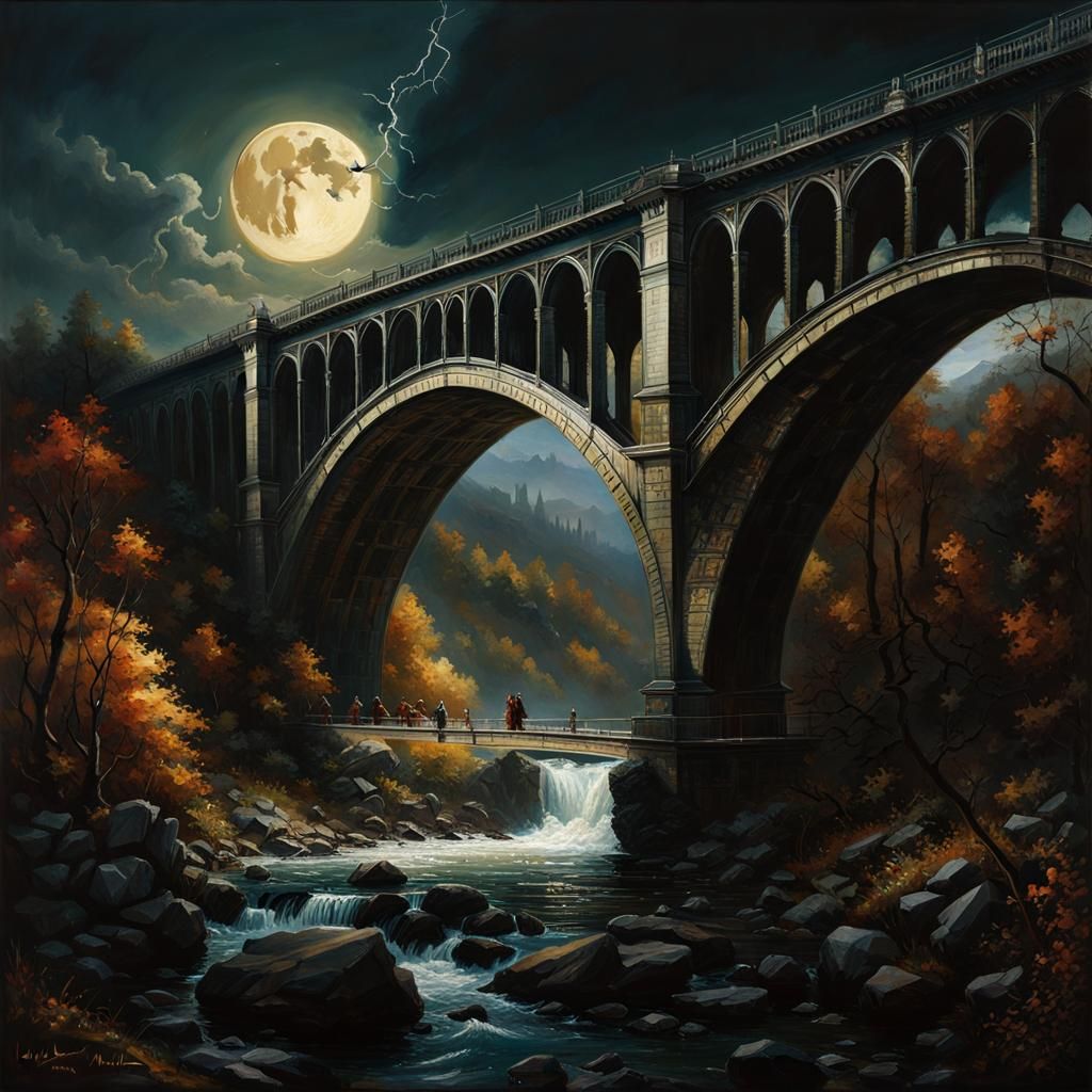 Bosnia's Mehmed Paša Sokolović Bridge Under Crescent Moon