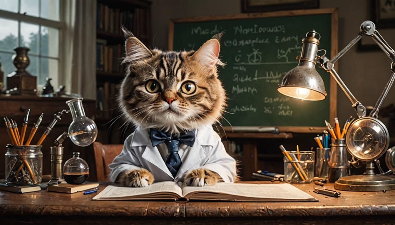 Mischievous Cat Mad Scientist Plans World Domination