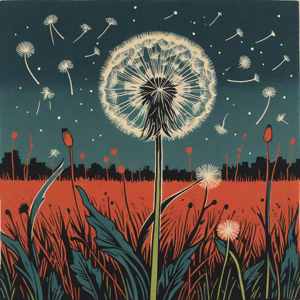 Dandelion Linocut Artwork